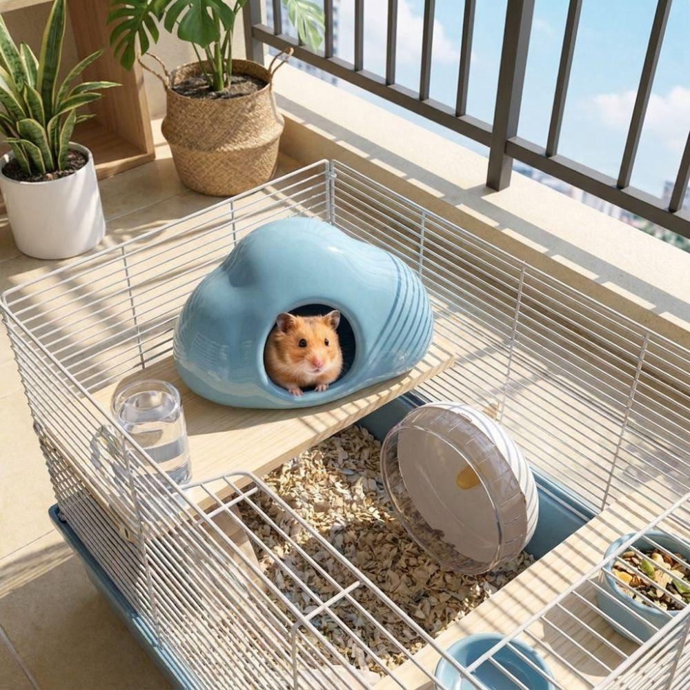 Smooth Surface Ceramic Hamster Nest Anti Biting Pet Ice Cold House Hamster Cage Summer Cooling