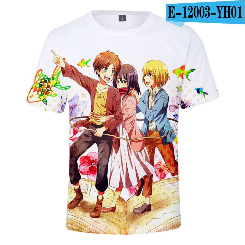Pánské 3D barevně potištěné tričko s krátkým rukávem se streetovou módou Around The Giant In Summer Anime Attack T-Shirts