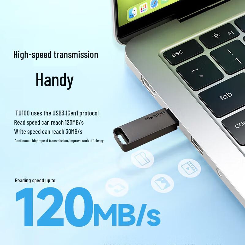 Lenovo TU100 32GB USB 3.1 Gray Metal Flash Drive