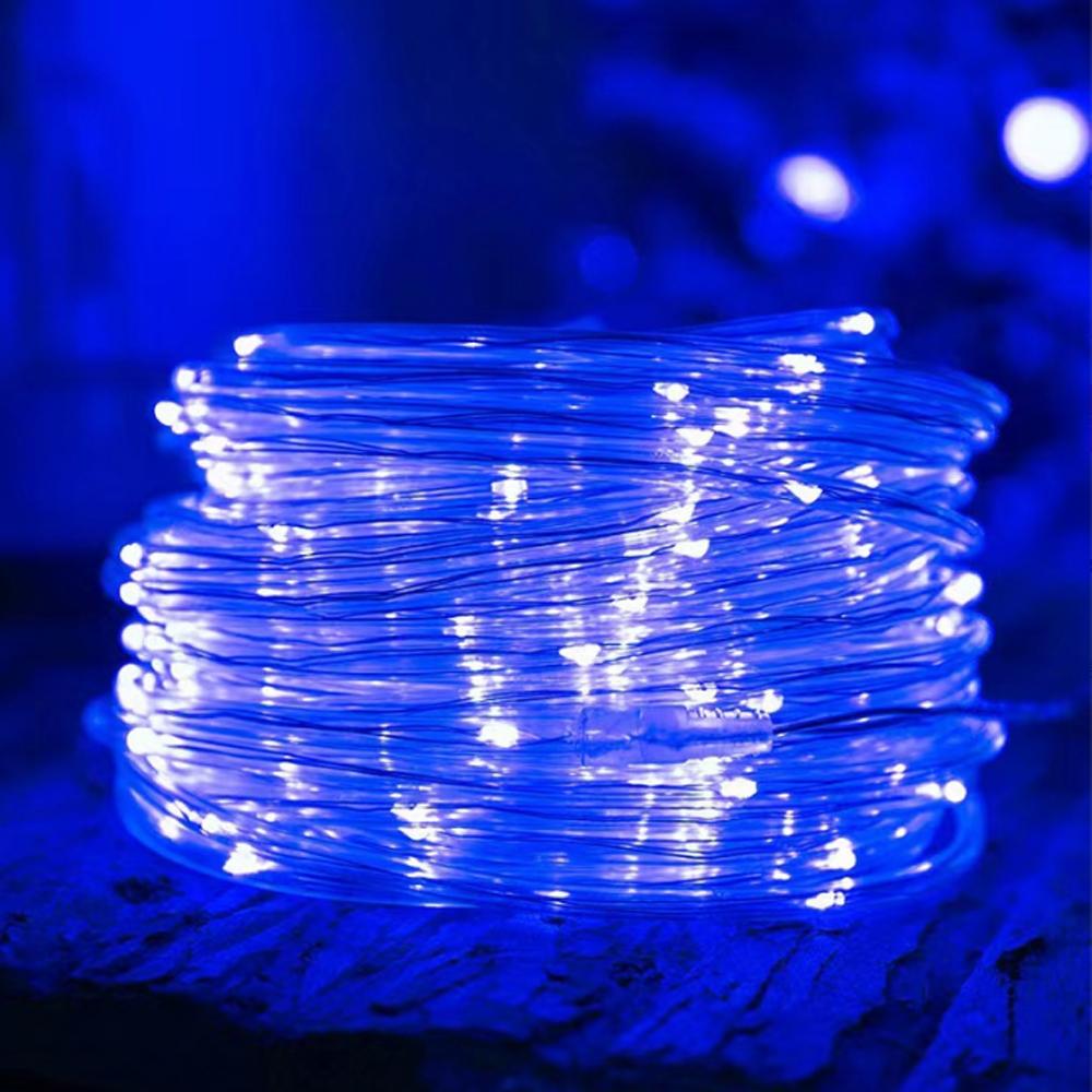

Solar LED Rope Lights Deck Outdoor Waterproof Garden String Lights Waterproof Light Belt Courtyard Christmas Atmosphere Decor 7M-50LED синий