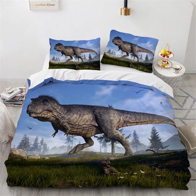 Dinosaur Duvet Cover Jurassic Age Tyrannosaurus Rex Bedding Set Twin King For Kids Boys Room Microfiber 3D Print Comforter Cover