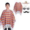 Mexicans Party Outfit for Kids Adult with Poncho Cape Sombrero Hat Sunglasses Maracas and Mustache for Interactive Fun