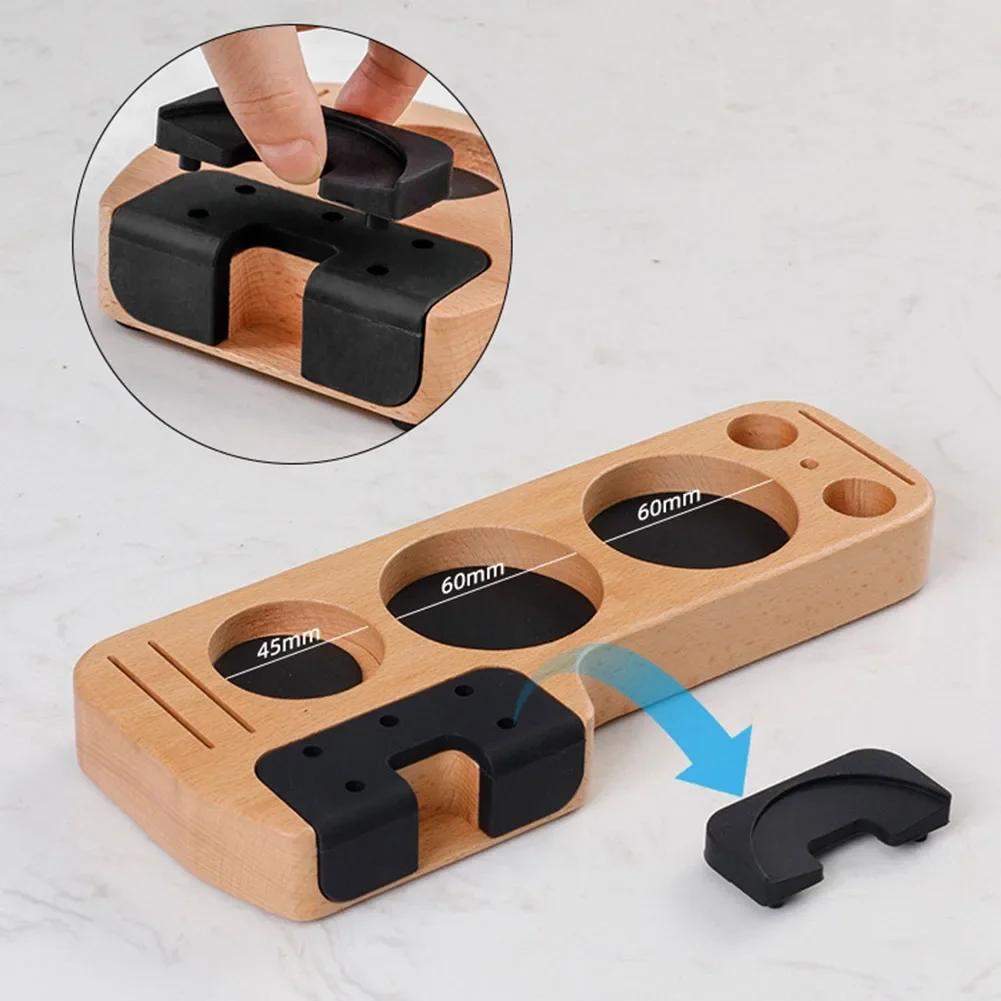 Wood Universal Coffeeware Portafilter Holder Tamper Stand Espresso Distributor Mat Rack Coffee Maker Accessories Gift