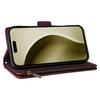 For iPhone 16 Pro Case Zipper Multi-Pocket Wallet Leather Phone Cover with Shoulder and Wrist Straps