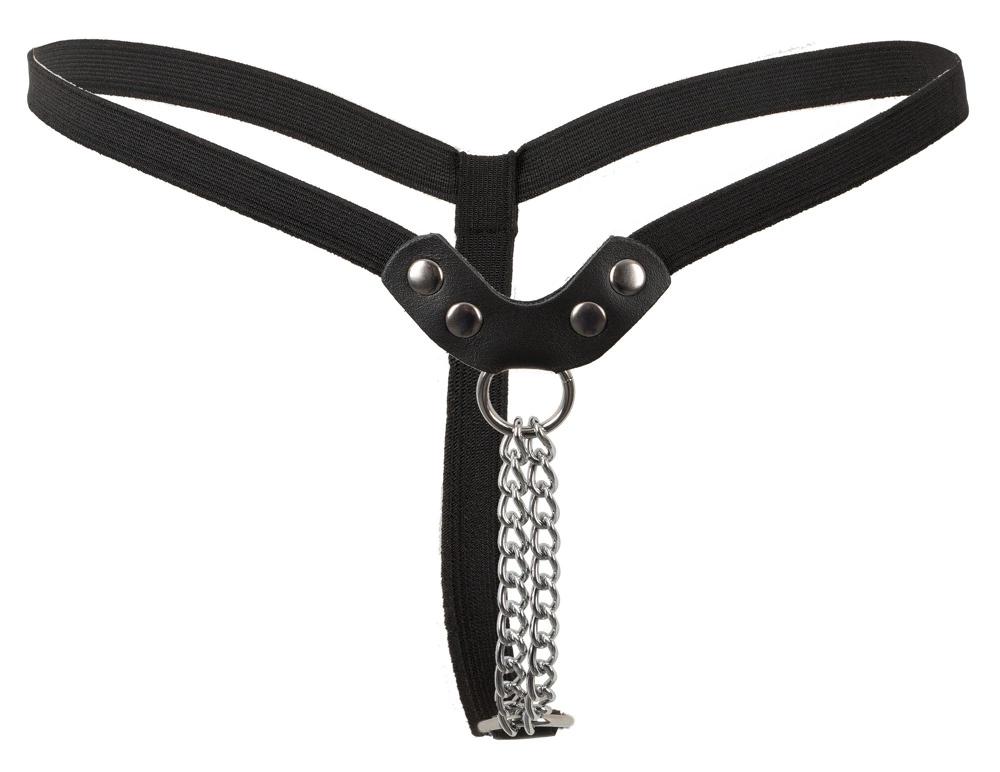 Fetish Collection - Leather Thong With Chains BDSM