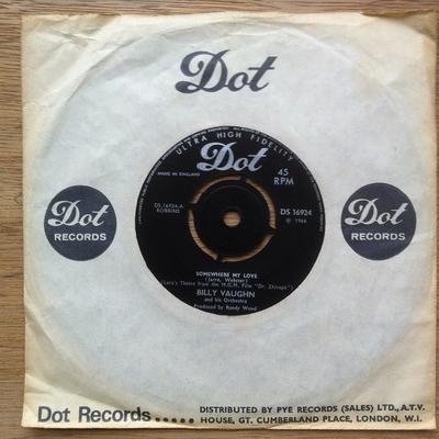 7-Zoll Schallplatte BILLY VAUGHN - Somewhere My Love DS16924 Dot Records 1966 UK Pop Gebraucht