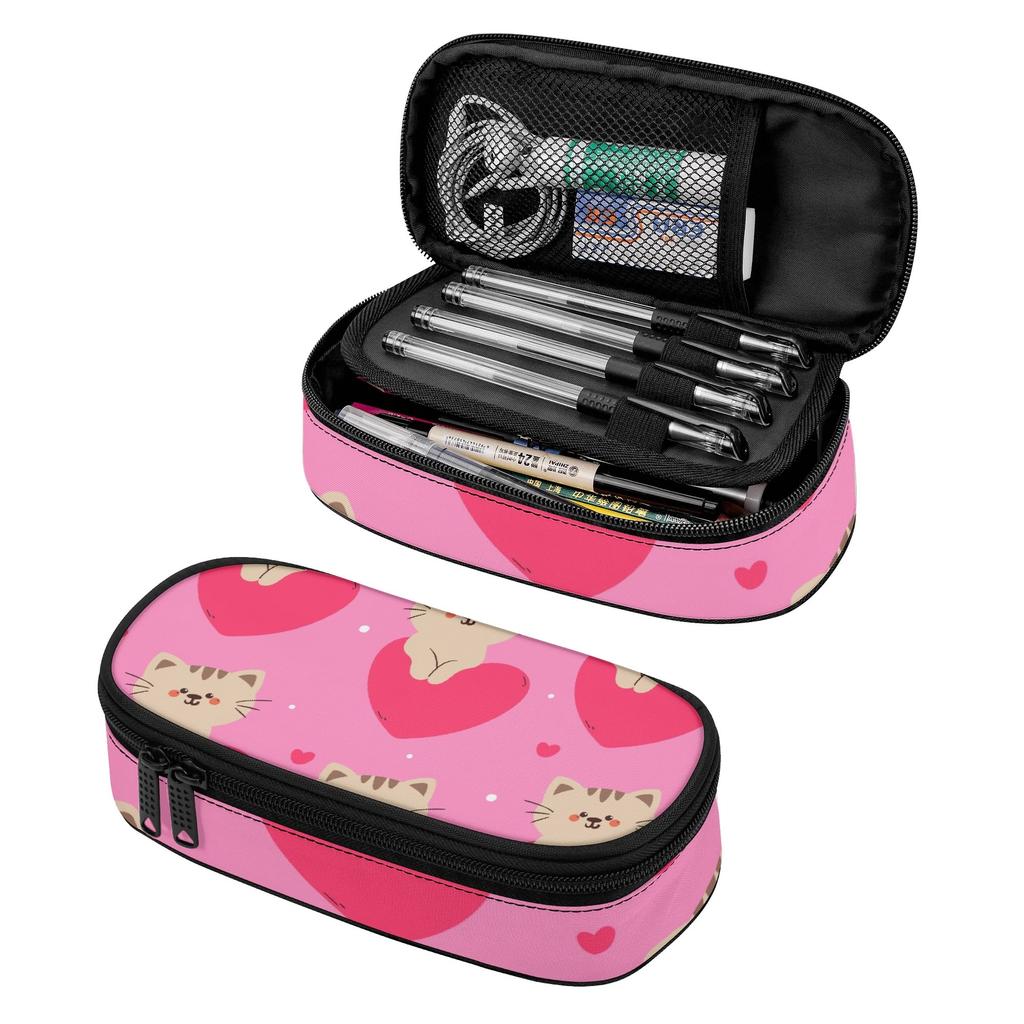 Pen Case Printed Strong Polyester Fabric Smooth Zipper with Pen Slots Mesh Pocket and Spacious Main Compartment for Boys Girls