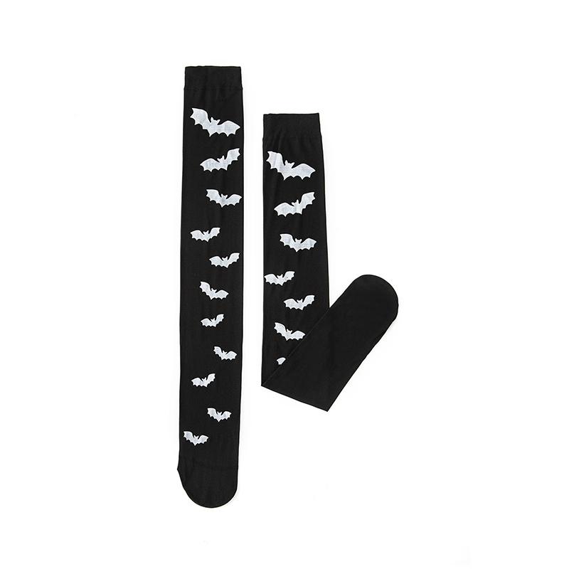 

1 пара повседневных женских носков для Хэллоуина, креативные длинные носки для косплея, черные/белые носки для пар с принтом «Bone Web»