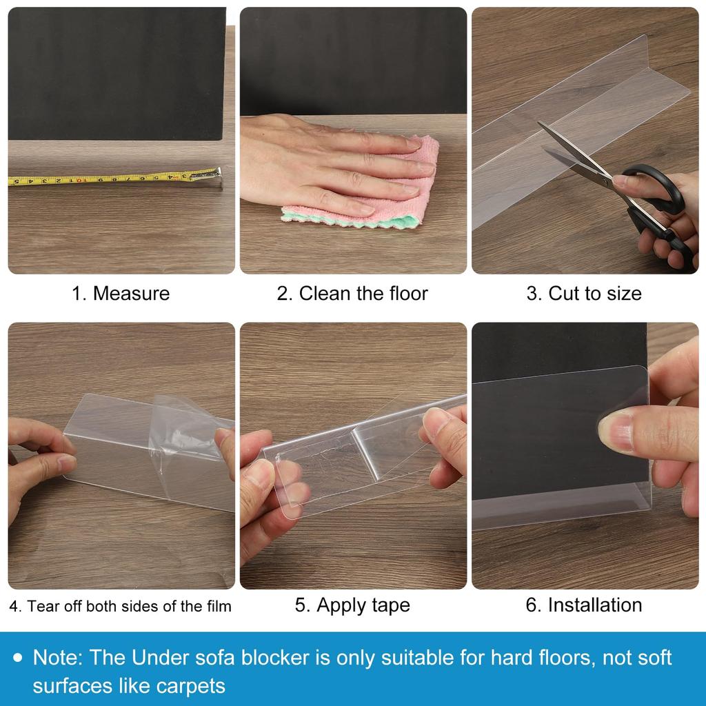 PATIKIL Set of Acrylic Pet Bed Blockers X Clear Toy Blockers with Tape for and Furniture 8-Piece Under-Sofa Blockers, (3.15"H 15.75"L), Beds, Sofas,