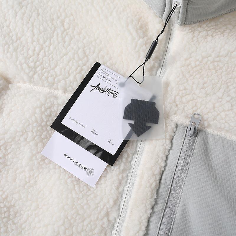 Men's Small Imitation Lambswool Fleece Stand Collar Cardigan Jacket
