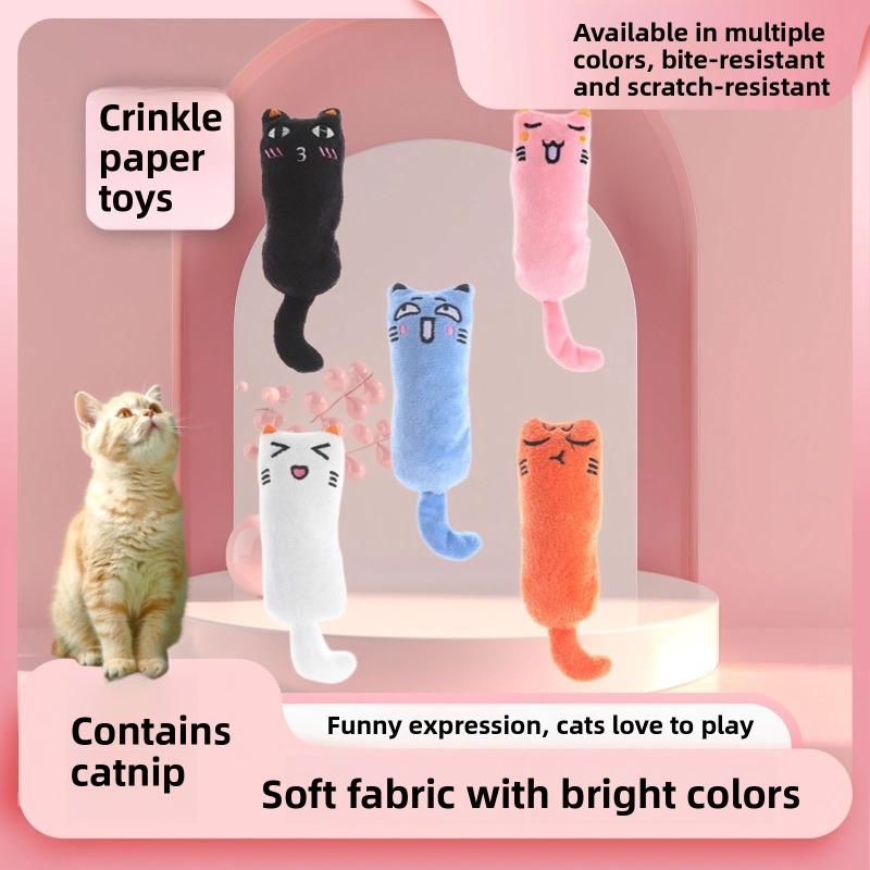 Giocattolo per Gatti a Forma di Pollice con Erba Gatta, Espressione Divertente e Carina, Morbido Peluche di Carta Cartoon, Suono Morso Resistente