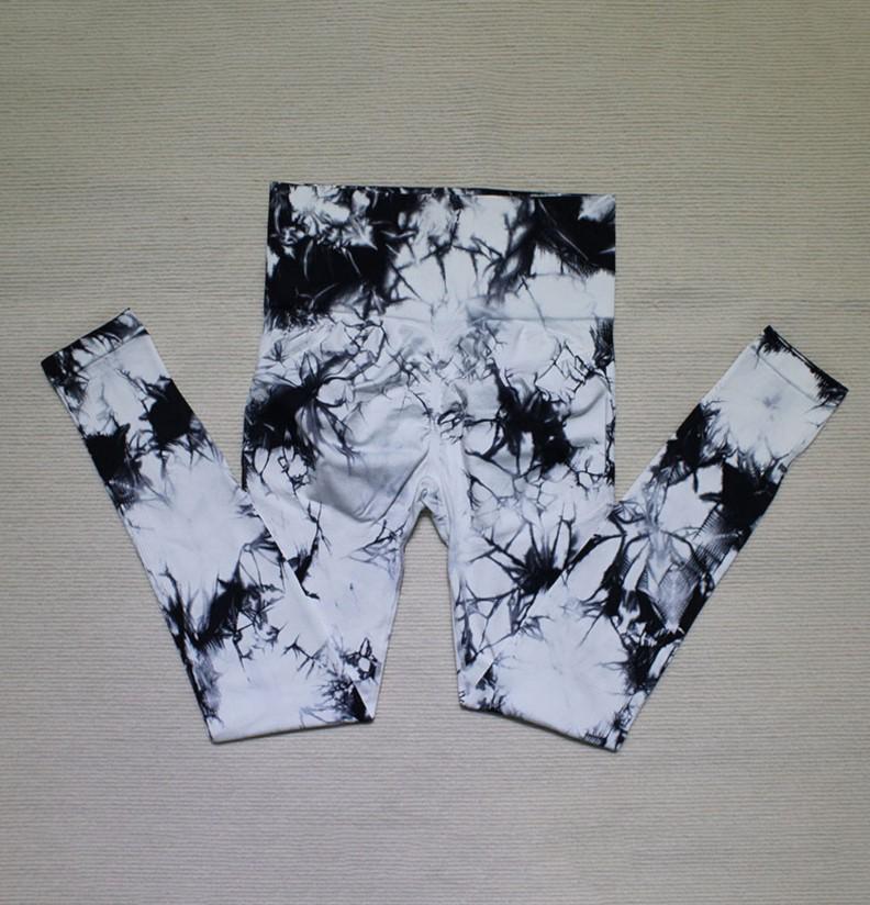 Bezešvé legíny na jógu s vysokým pasem a batikou - Zeštíhlující, design broskvového pozadí, vysoká elasticita, trendy fitness kalhoty.