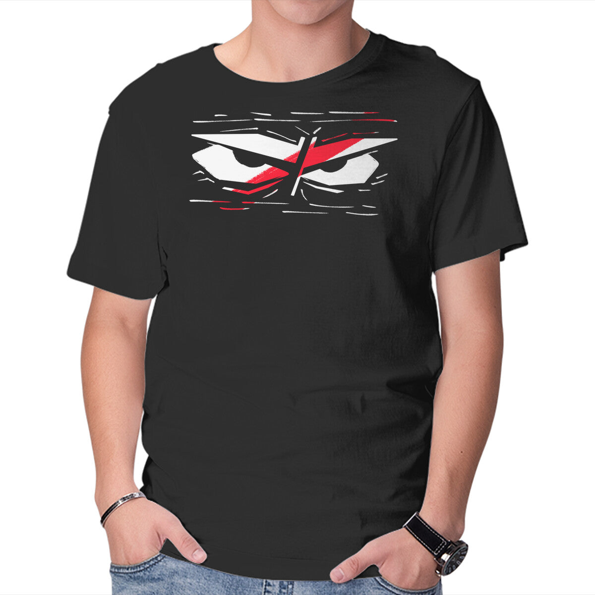 Unisex Crew Neck T-Shirt Samurai Eyes Graphic Short Sleeve Casual Tee XXL