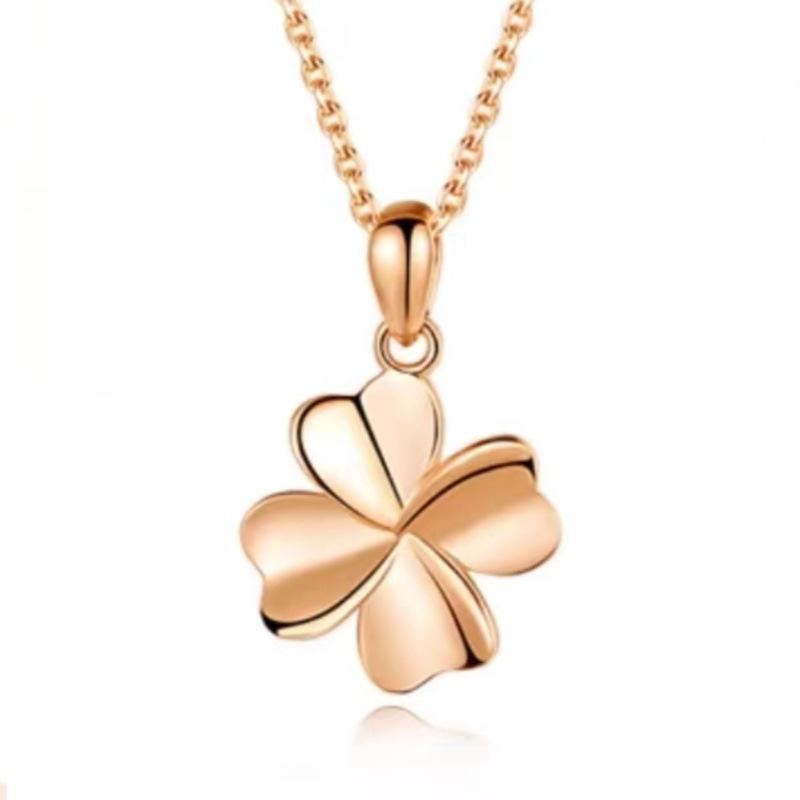 Sterling Silver Four-Leaf Clover Necklace for Women - Elegant Clavicle Chain Pendant, Perfect Valentine's Day Gift.