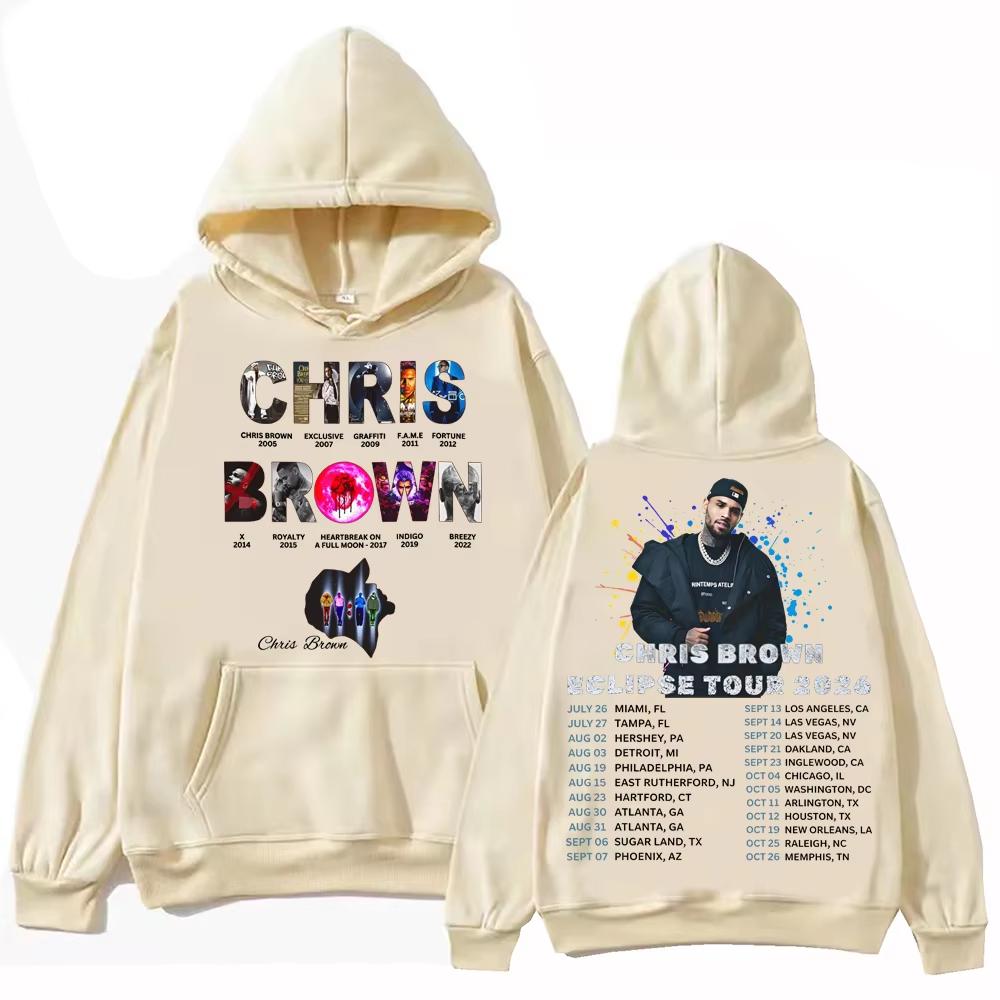 2026 Chris-Brown Eclipse Tour Hoodie Man Woman Harajuku Long Sleeve Pullover Tops Soft Cotton Sweatshirt Loose Cozy and Versatile