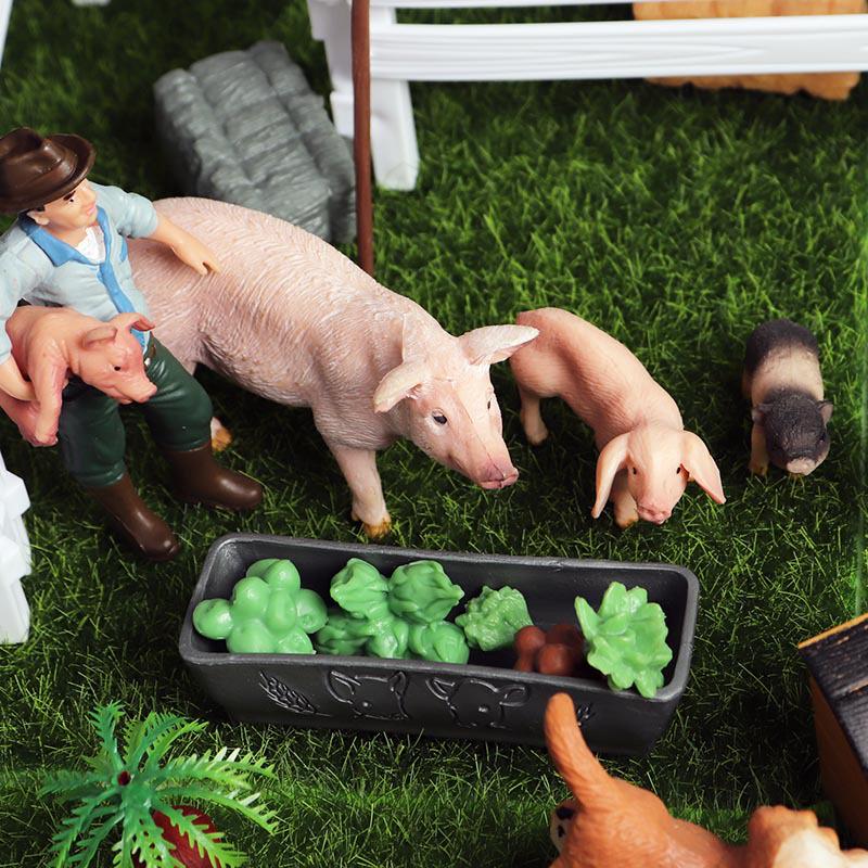 Animal Model Ranch Set: Chicken, Dog, Cow, Sheep, Horse Miniature Toy Scene