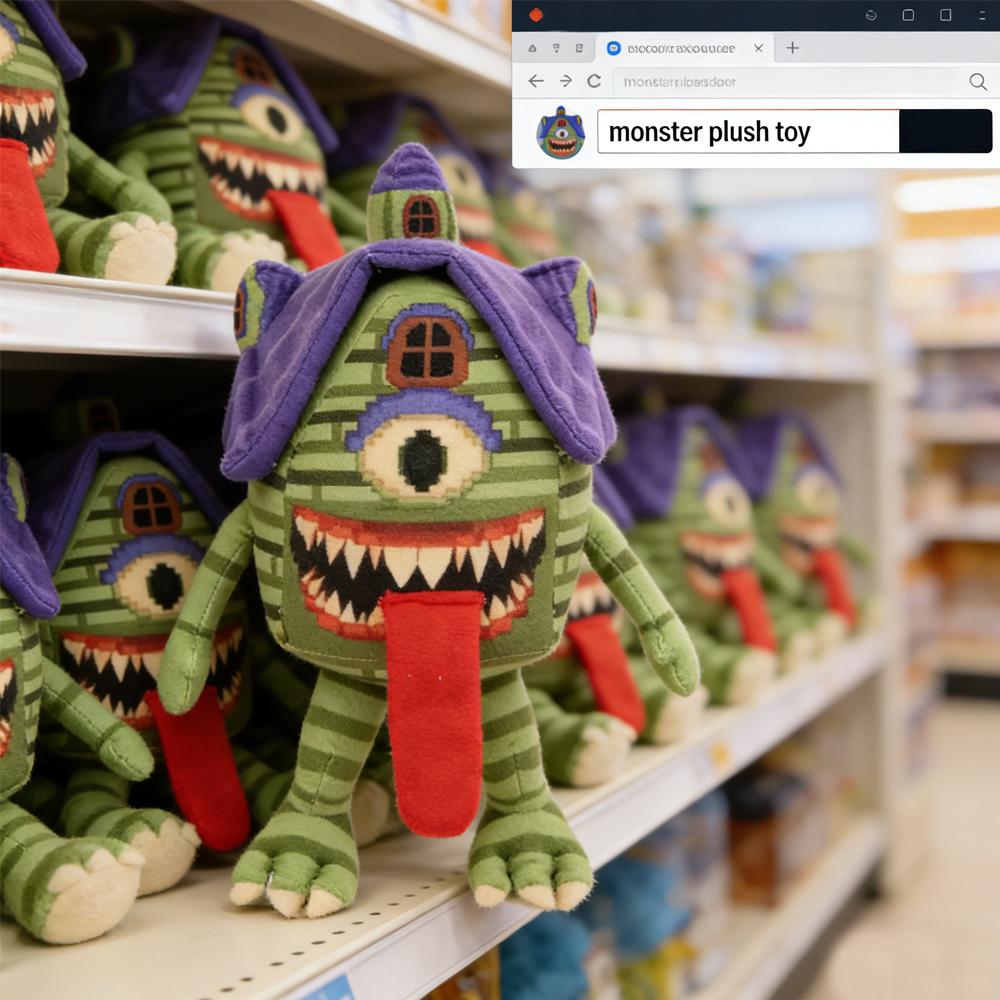 Steal A Brainrot One - Eyed Monster Stuffed Animal Plush Toy, Pixel Art Style Quirky Design Soft Filled Toy for Decoration