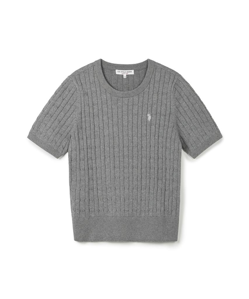 USPOLOASSN Coton Manches Courtes Tricot Rond_Gris Anthracite