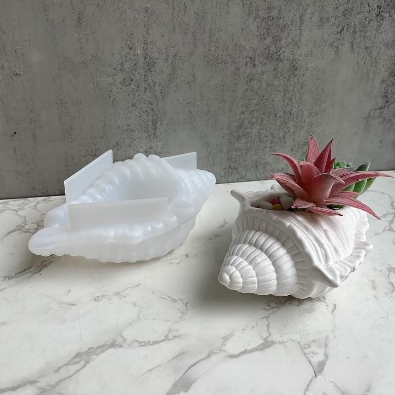 Conch Potted Flower Pot Mould Conch Jewelry Storage Box Silicone Mold Succulent Flower Pot Mold Gypsum Plaster Resin Concrete Mold for Home