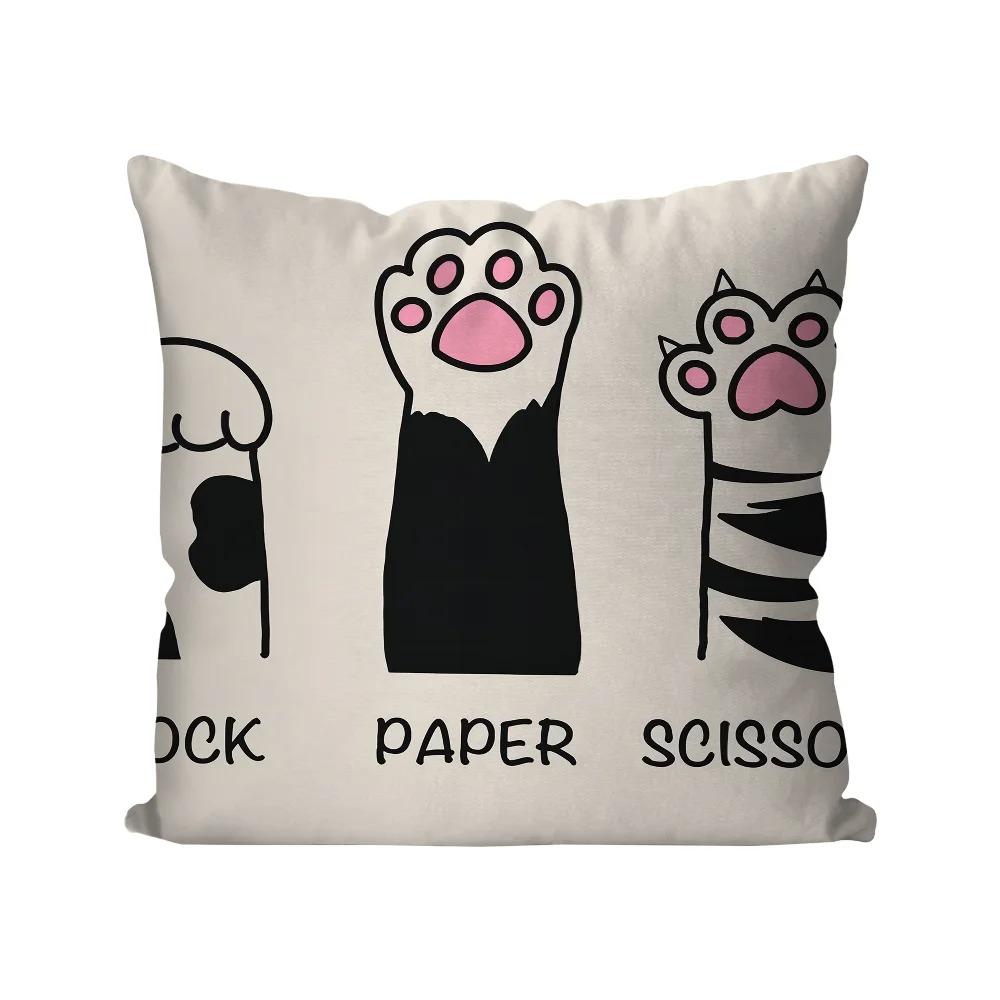 

Мультяшный принт черного кота Декоративная наволочка Постельное белье Домашняя декоративная наволочка для подушки 16x16Inch