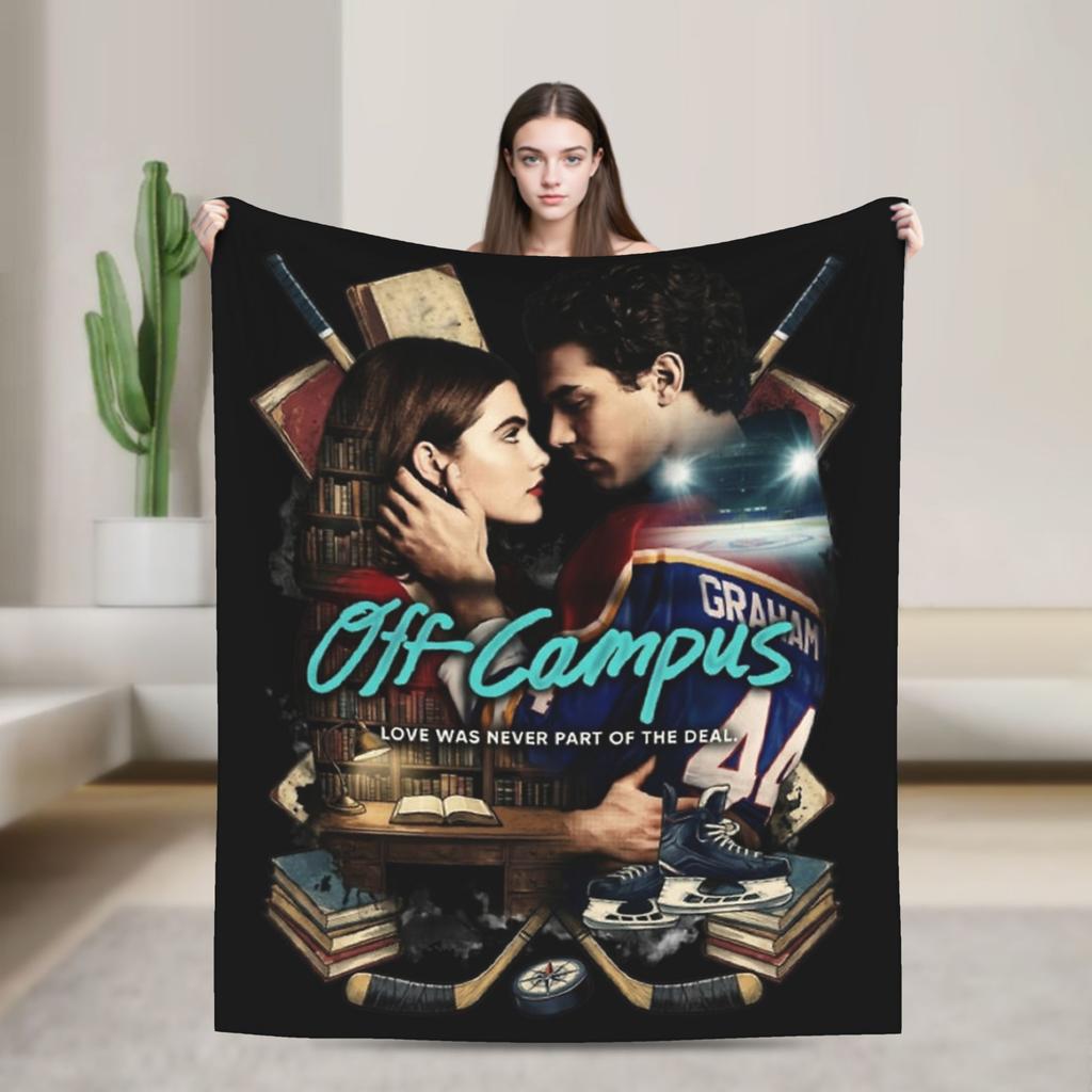Off Campus  Hockey Romance Grahams  Flannel Throw Blankets  Blankets for Home Bedroom Ultra-Soft Bedroom Quilt,