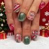 Christmas Nail Art Wear Nail Art Sweet Color Striped Glitter Snowflake Leaf Short Nail Art Wear