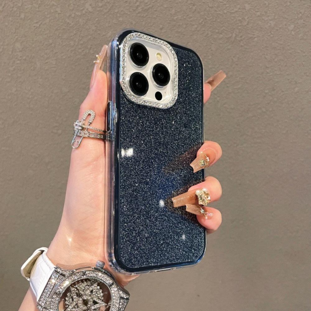 Luxury Shiny Diamond Camera Glitter Glossy Bumper Case For iPhone 16 15 14 13 12 11 Pro Max Plus Shockproof Protective Cover