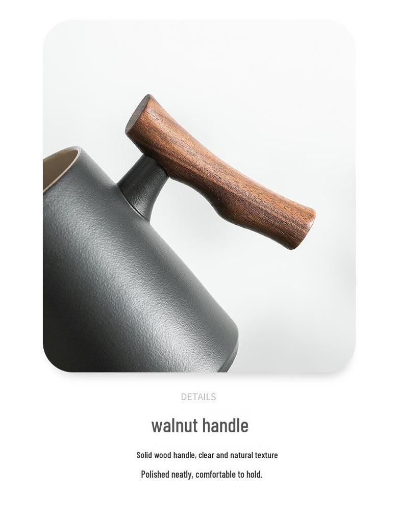 Ceramic Tea Cup with Water Separation, Large Capacity, All-Ceramic Filter, Walnut Wood Handle, Customizable Logo.