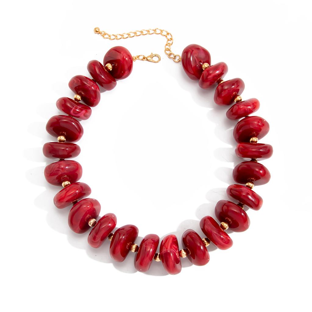 KunJoe 12 Couleurs Y2K Épais Coloré Résine Acrylique Perles CCB Collier Femme Bohème Tendance Chaîne de Clavicule Charme Bijou Accessoire