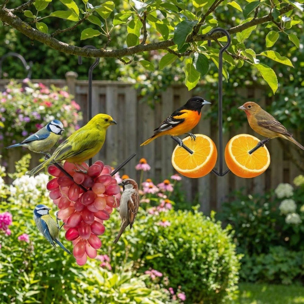 Metal Fruit Bird Feeder Hanging Hook Pet Food Storage Rack Hummingbird Feeder  Yard Porch