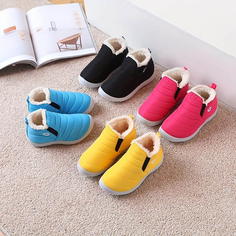 New Winter Warm Snow Boots for Boys & Girls - Thick Insulated Slip-On Round Toe with Fleece Lining, Soft Fabric Upper & Rubber Sole, Winter Boots