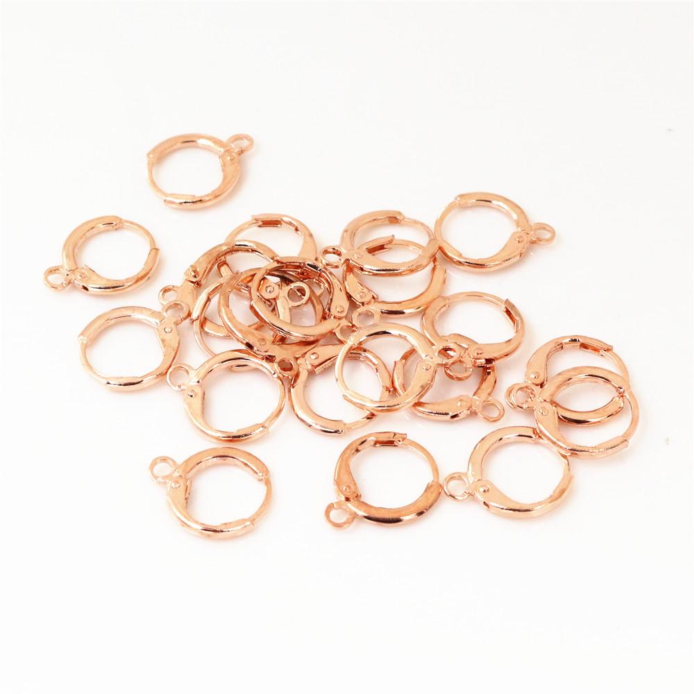 14x12mm 30pcs High Quality Silver Plated Rose Gold Color Rhodium Plated Brass French Earring Hooks Wire Settings Base Whole Sale