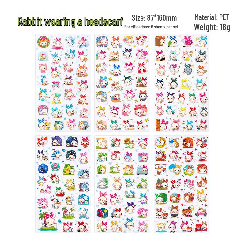 Korean Cartoon Animal Transparent PVC Stickers for Diaries and Baby Growth Journals