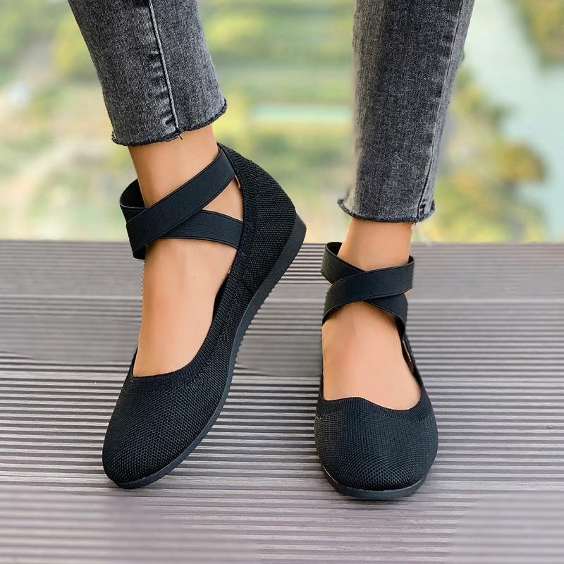 Women's Flat Shoes Autumn New Style Comfortable Solid Color Ladies Knitted Low-top Shoes Women's Fashion Casual Flat Loafers