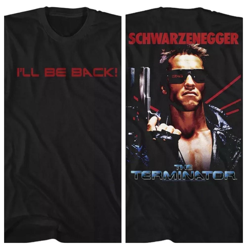 The Terminator Movie Mens T-Shirt I039;ll Be Back Schwarzenegger Two Sided Black Unisex T-Shirt