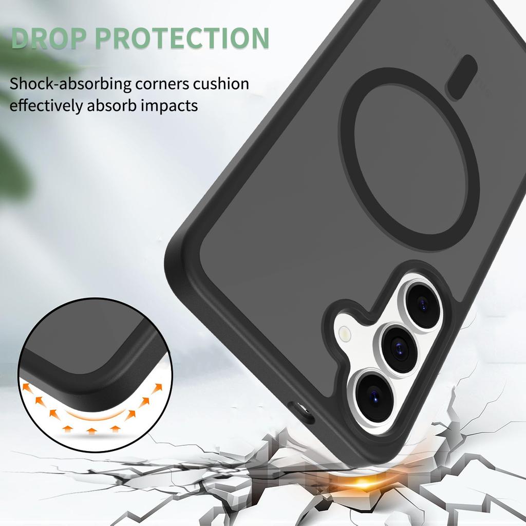 Haptik wie Haut Magnetische Handyhülle für Samsung Galaxy S25 FE 6,7 Zoll Magsafe Kabelloses Laden TPU-Rahmen Harte Kunststoff-Rückseite