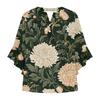 Letnie damskie topy z dekoltem w serek i rękawem trzy czwarte, koszule w stylu vintage z kwiatowym nadrukiem, codzienne koszule