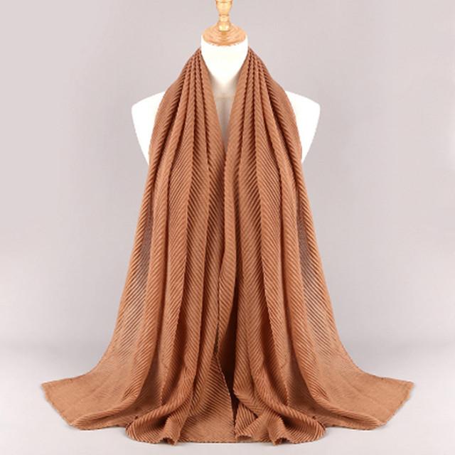 HongBiTu Frauen Reine Farbe Schal Wrap Schal Stola Falten Streifen Hals Wraps Islam Muslim WJ005