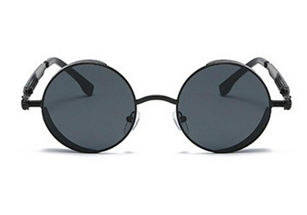 Versatile European-American Steampunk Metal Sunglasses with Spring Legs - Model 58028