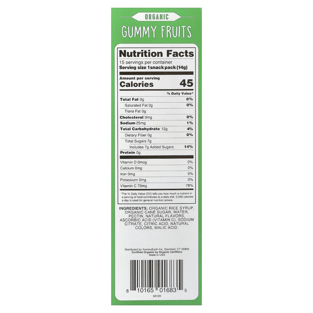 YumEarth, Organic Gummies, 15 Snack Packs, 14g (0.5oz) Each