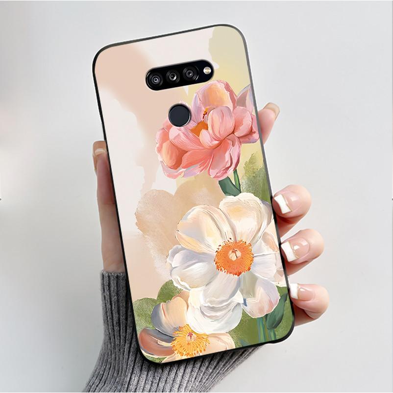 Weiche Hülle für LG K50S K40S Handyhülle LMX540HM LM-X540 LMX430HM LM-X430 Modischer Schmetterling Blume Schwarzer Silikon-Stoßfänger Abdeckung
