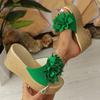 Summer Wedges Sandals Women 2025 New Slippers Beach Platform Shoes Flower Round Solid Color Women High Heel Slippers Women
