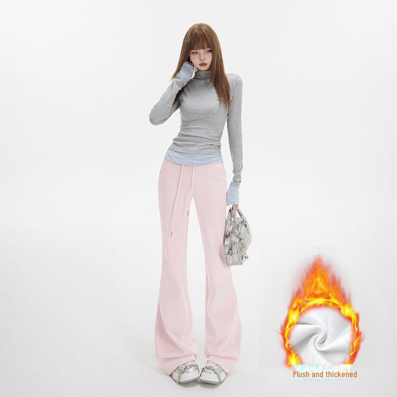 High-Waist Velvet Flare Pants for Women – Autumn & Winter Hip-Lifting Style.