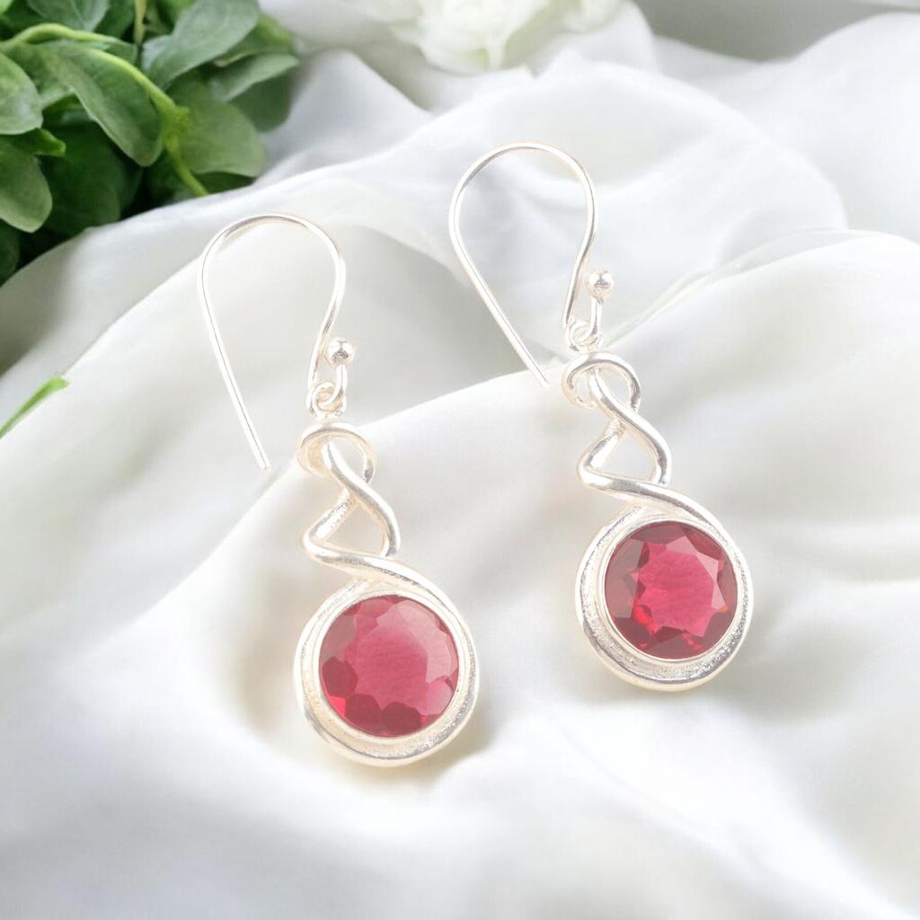 Genuine Pink Rubellite 925 Sterling Silver Bohemian Jewelry Earrings For Sister CE-14-10