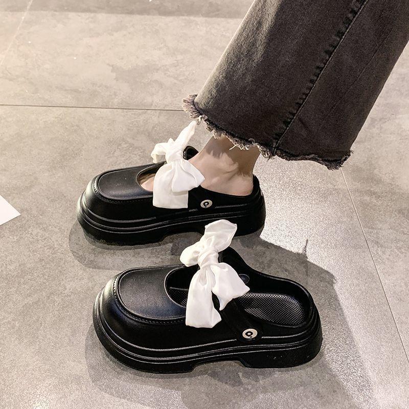 2025 summer new bow-tie Xiaoxiangfeng sandals women's thick-soled muffin bottom sweet casual women's bag head outer women's shoes