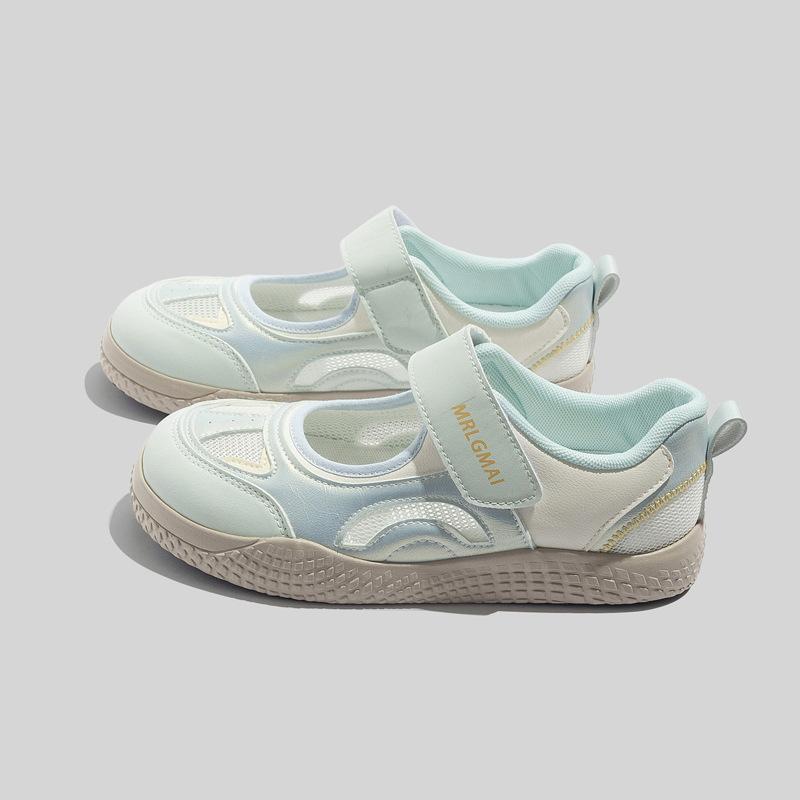 

Розовые туфли на полой подошве женские летние новые нишевые на липучках универсальные дышащие маленькие белые туфли 40 синий