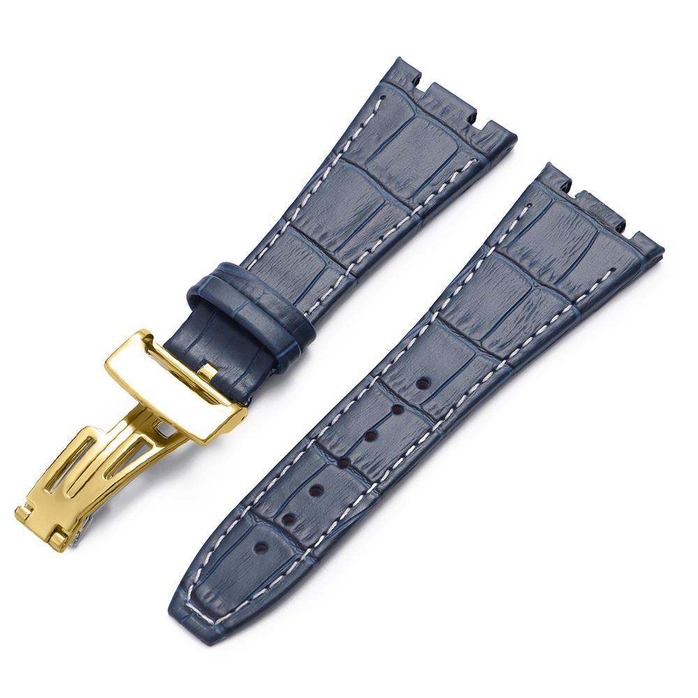 Top Layer Genuine Cowhide Watch Strap for AP Audemars 15400 15703 26320 Royal Oak Offshore Series Men27mm Black Brown Watch Band