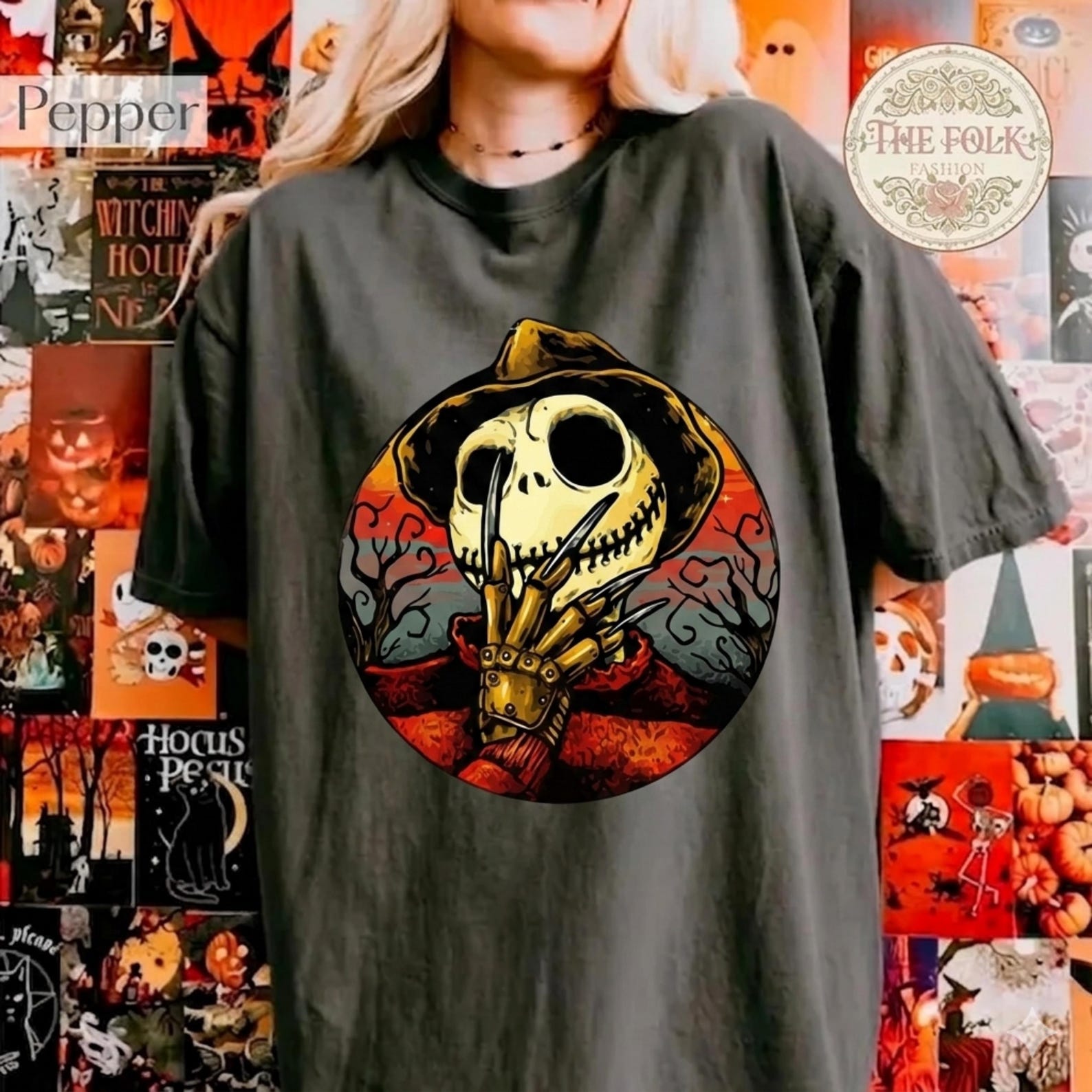 Horror Mashup Halloween Shirt, Funny Spooky Season T-shirt, Vintage Comfort Colors Horror Tee, Skeleton Movie Character Tee, Gothic Fan Gift M