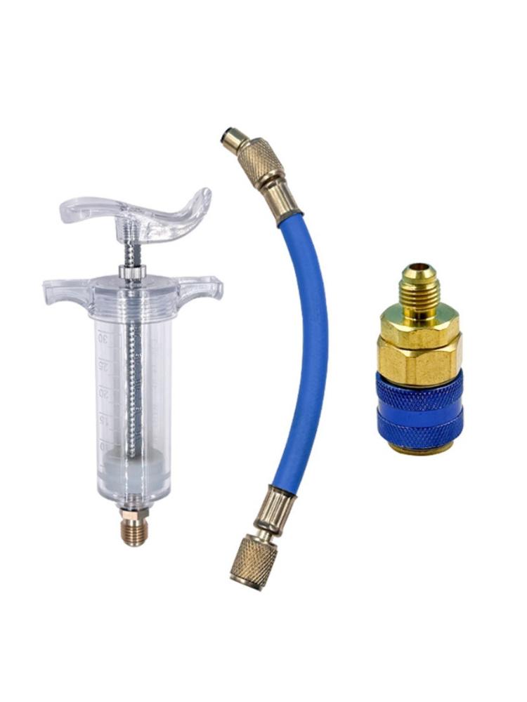 Vacuum-Free Car AC Refrigerant Oil Filler - Tool with Fluorescent Dye for Compressor Oil Replacement