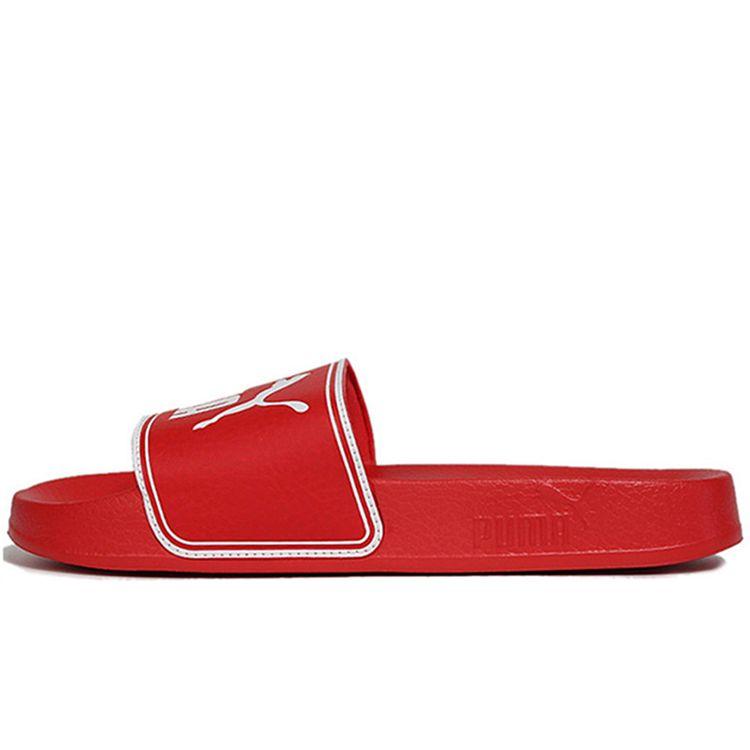 

Puma Leadcat Comfortable Sandals Rubber Sole Leather Patch Slide Sandals Unisex Sandals Red White 360263-22